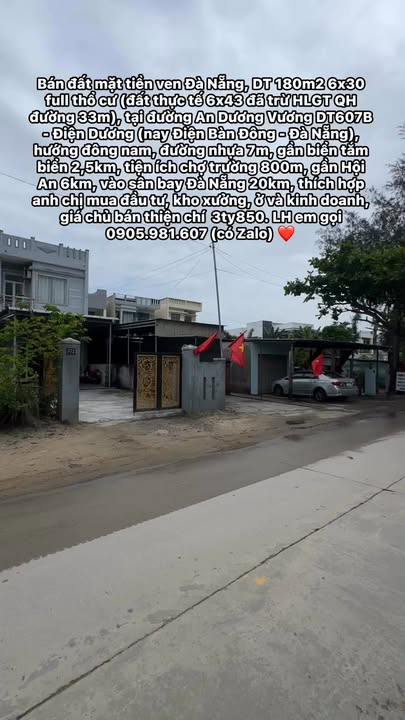 Đất Mặt Tiền An Dương Vương, Điện Dương - 180m² Hướng Đông Nam, Giá 3.85 Tỷ