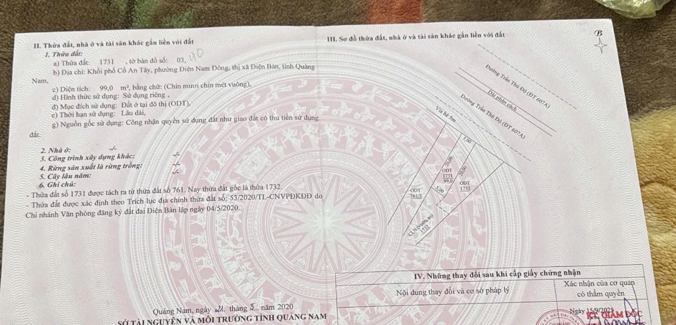 Đất nền Hội An 100m² đường Trần Thủ Độ - Sổ đỏ sẵn, giá 3.7 tỷ