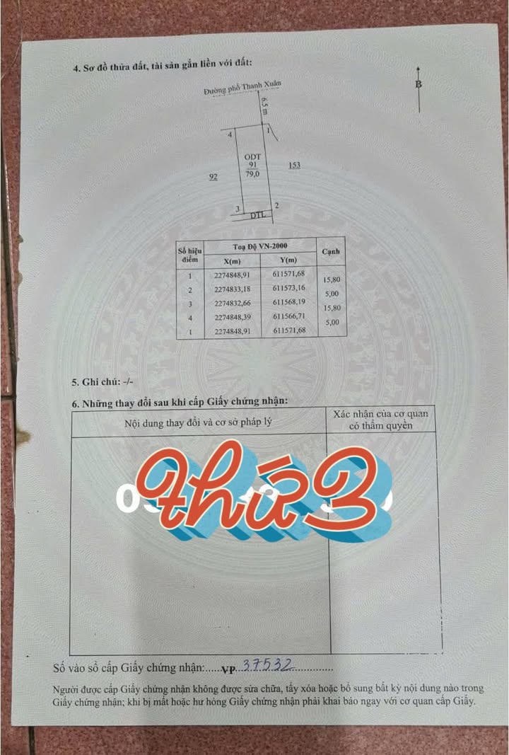 Bán Đất 79m² Mặt Tiền 5m Đường Rộng, Gần Sân Bóng Hồ Thanh Xuân, Thái Bình - Giá 2 Tỷ xx