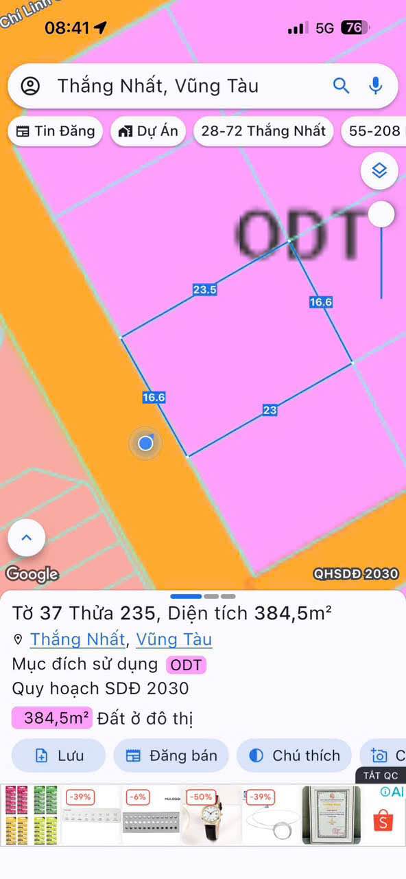 Đất biệt thự Chí Linh 2 Vũng Tàu 365m² hướng Đông Bắc - Sổ hồng riêng