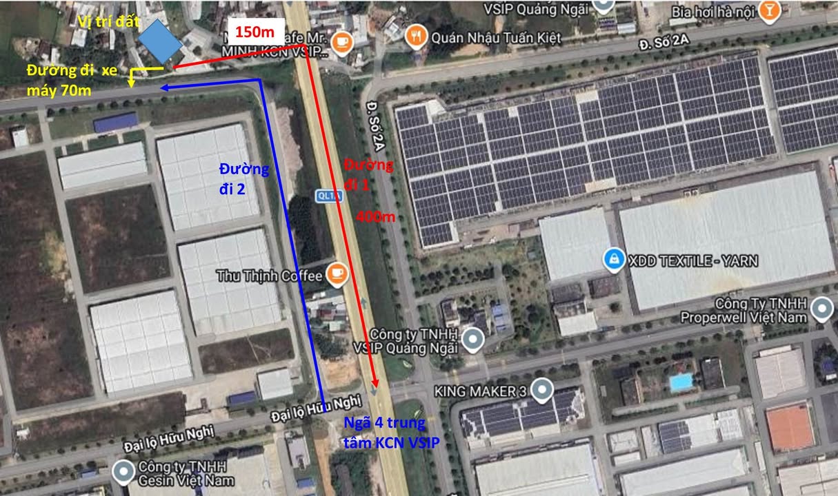 Đất nền 348m² đối diện KCN VSIP Quảng Ngãi - Sẵn sàng xây 19 phòng trọ