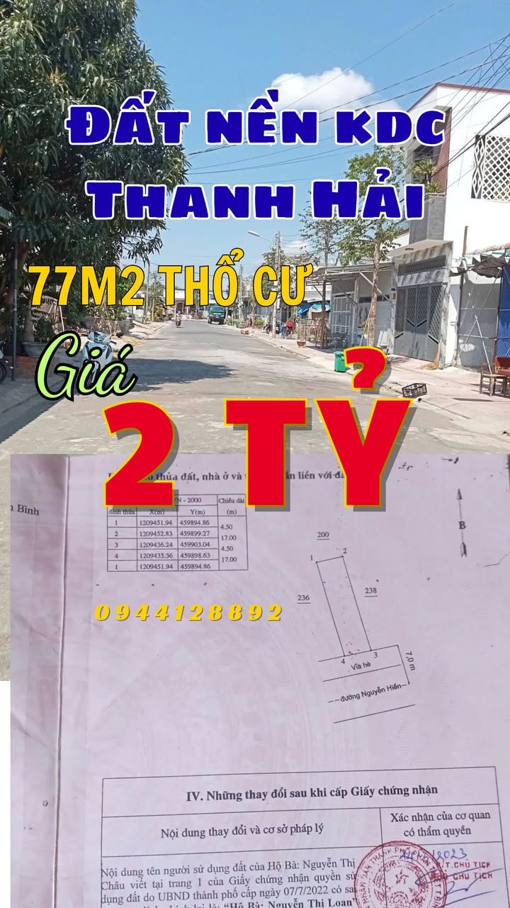 Đất Nền Thanh Hải Phan Thiết 77m² - Sổ Đỏ, Gần Biển, Giá 2 Tỷ