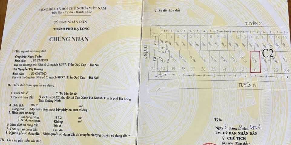 Chung cư HKB C2-31 Móng Cái 187m² Hướng Đông Nam - Giá Tốt