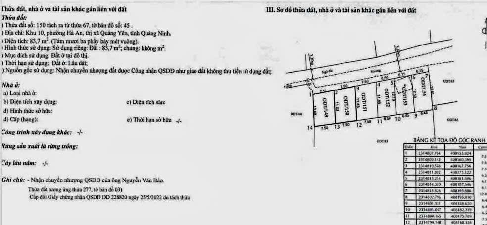 Đất nền Quảng Yên 83.7m² - Sổ đỏ chính chủ, đường ô tô