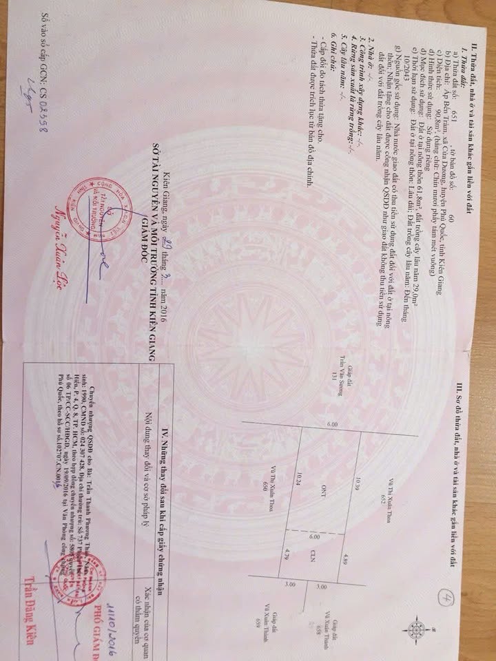 Bán Đất Nền 61m² Xã Bến Tràm, Phú Quốc - Sổ Hồng Thổ Cư, Giá 900 Triệu