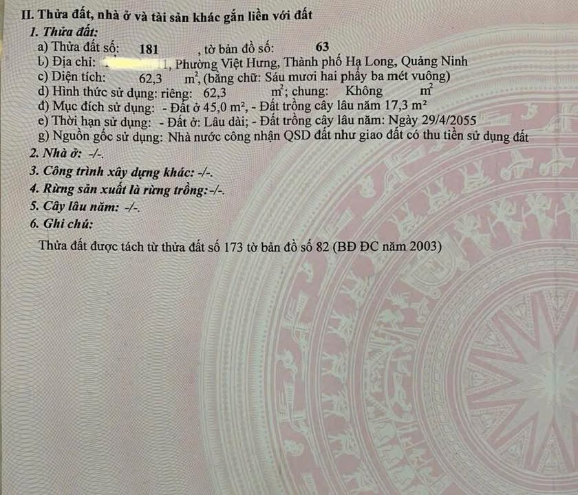 Đất nền Việt Hưng, Long Biên 62m² - Sổ đỏ chính chủ, ô tô vào nhà