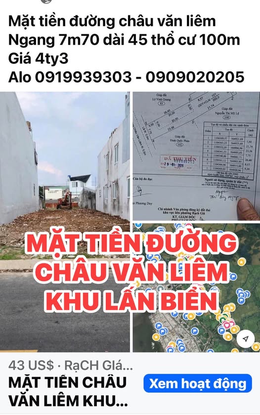 Nhà Mặt Tiền Châu Văn Liêm An Giang - 77m² Thổ Cư - 4.3 Tỷ