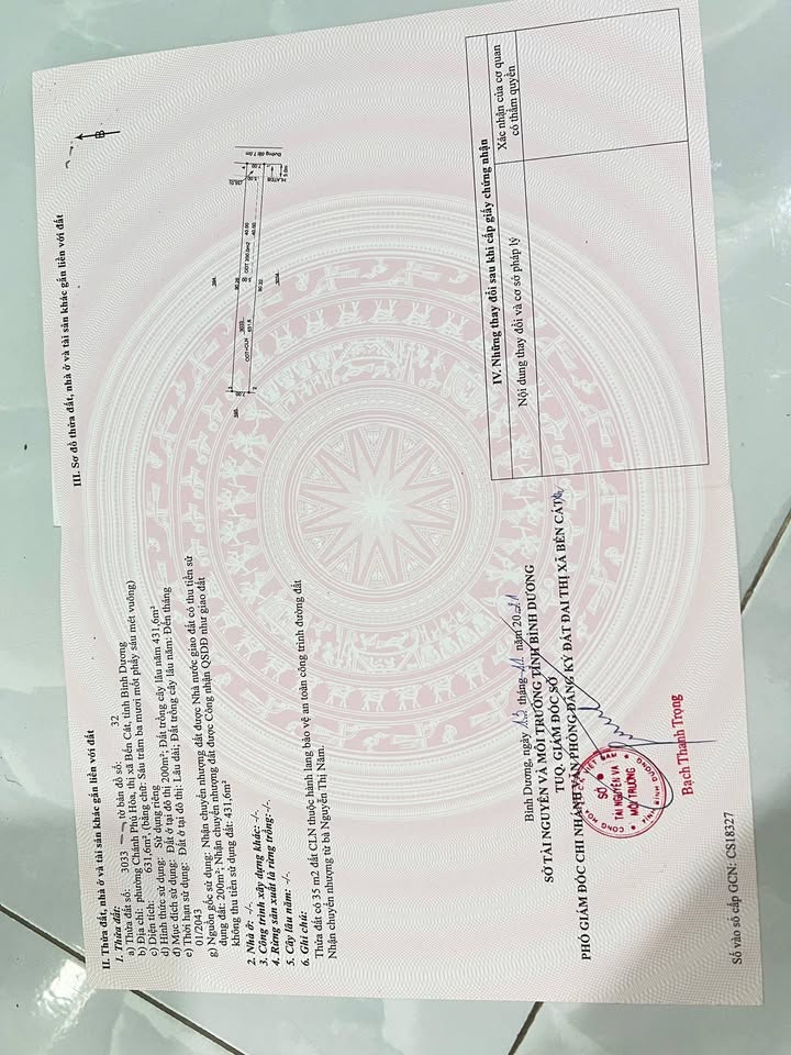 Đất Mặt Tiền Bến Cát 630m² - Giá Đầu Tư Tốt, Sổ Đỏ Thổ Cư