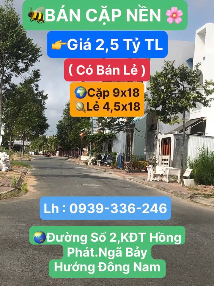 Bán Gấp Cặp Nền KĐT Hồng Phát, Cần Thơ - 162m² Full Thổ Cư, Giá 2.5 Tỷ