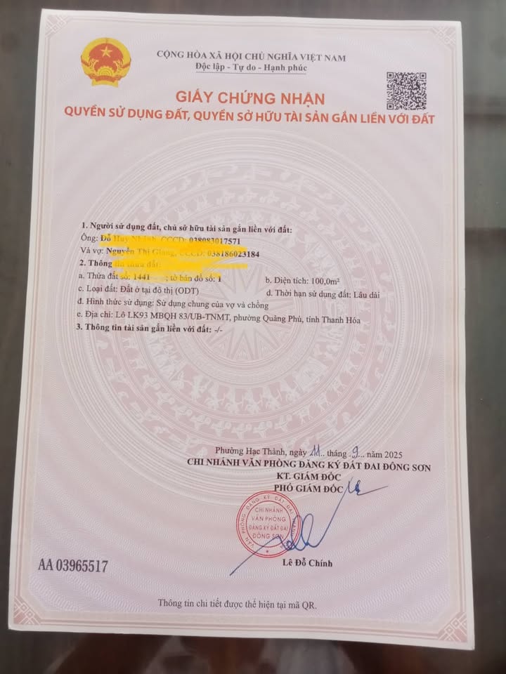 Đất Nền Quảng Xương, Thanh Hóa 83m² - Gần KCN Lễ Môn, Giá Thỏa Thuận