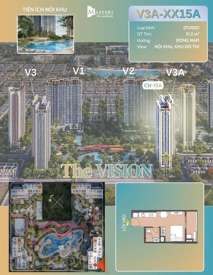 Studio Masterise Vinhomes Ocean Park 27m² - Giá 2 Tỷ, View Nội Khu