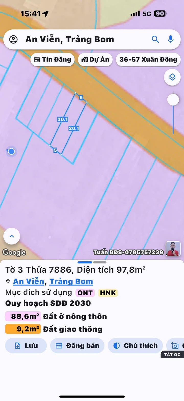 Đất Nền An Viễn Trảng Bom 100m² (5x20m) - Sổ Riêng Giá Tốt 880 Triệu