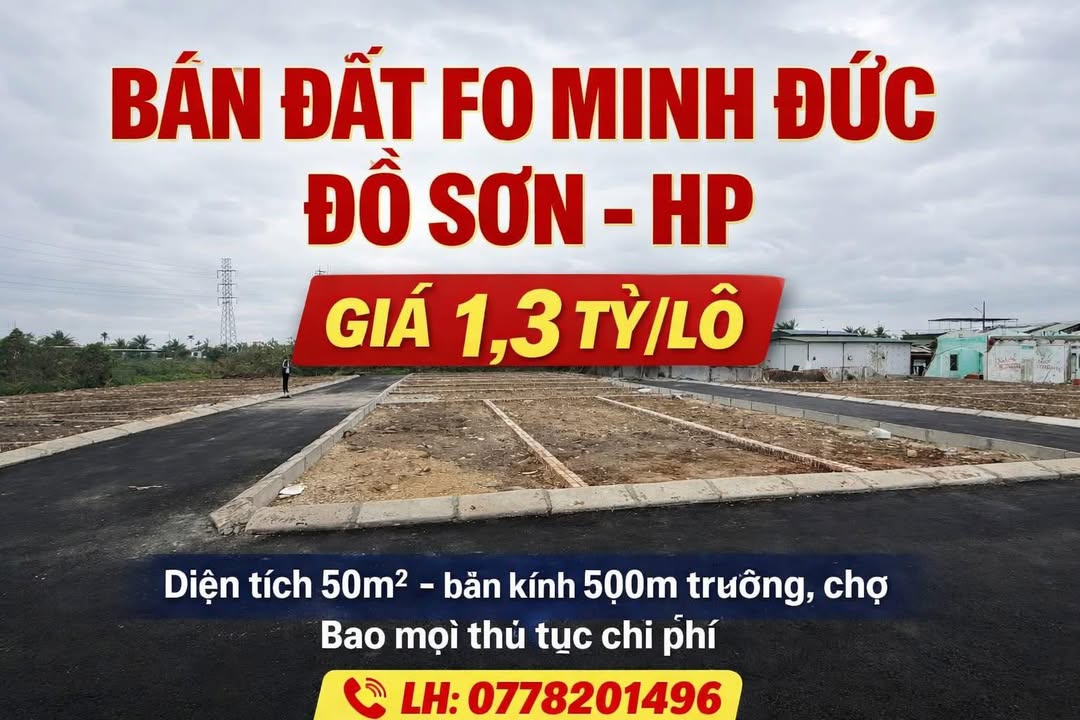 Đất nền F0 Minh Đức Đồ Sơn, 50m² - Giá 1.3 tỷ, Sổ đỏ sẵn sàng