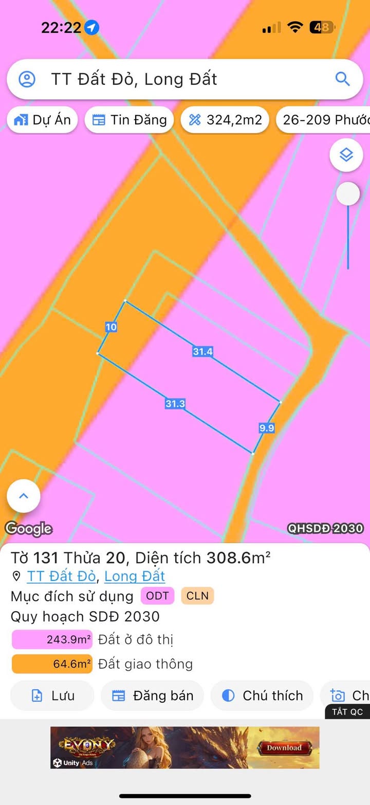 Đất Nền 308.6m² Thị Trấn Đất Đỏ - Giá Đầu Tư 1.65 Tỷ, Sẵn Sổ Đỏ