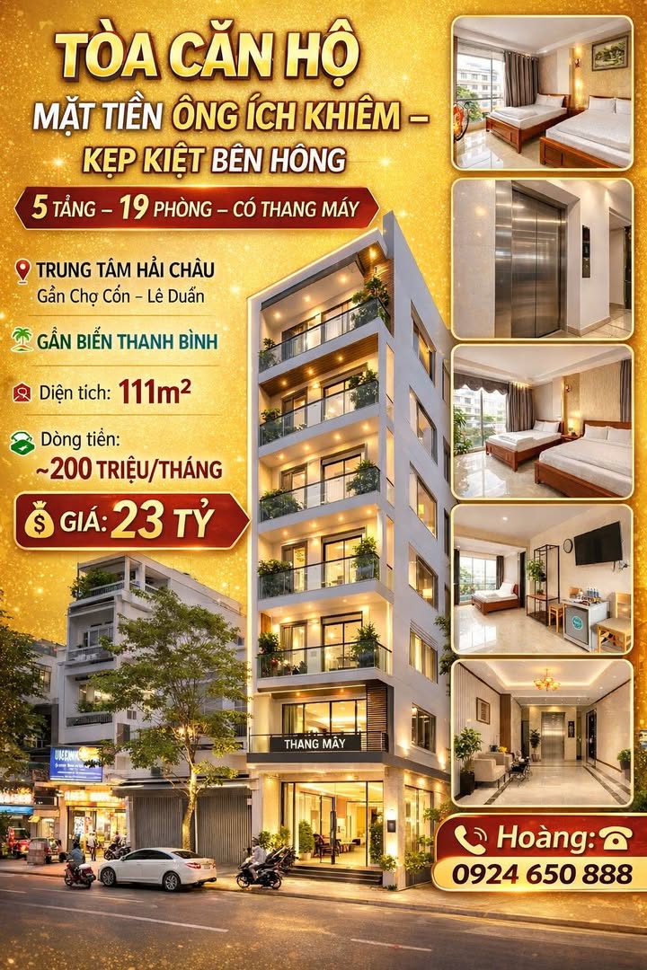 Cho thuê căn hộ MT Ông Ích Khiêm, Đà Nẵng - Dòng tiền 200 triệu/tháng