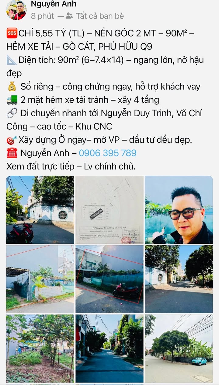 Đất Góc 2 Mặt Hẻm Xe Tải 90m² Phú Hữu Q9 – 5.55 Tỷ