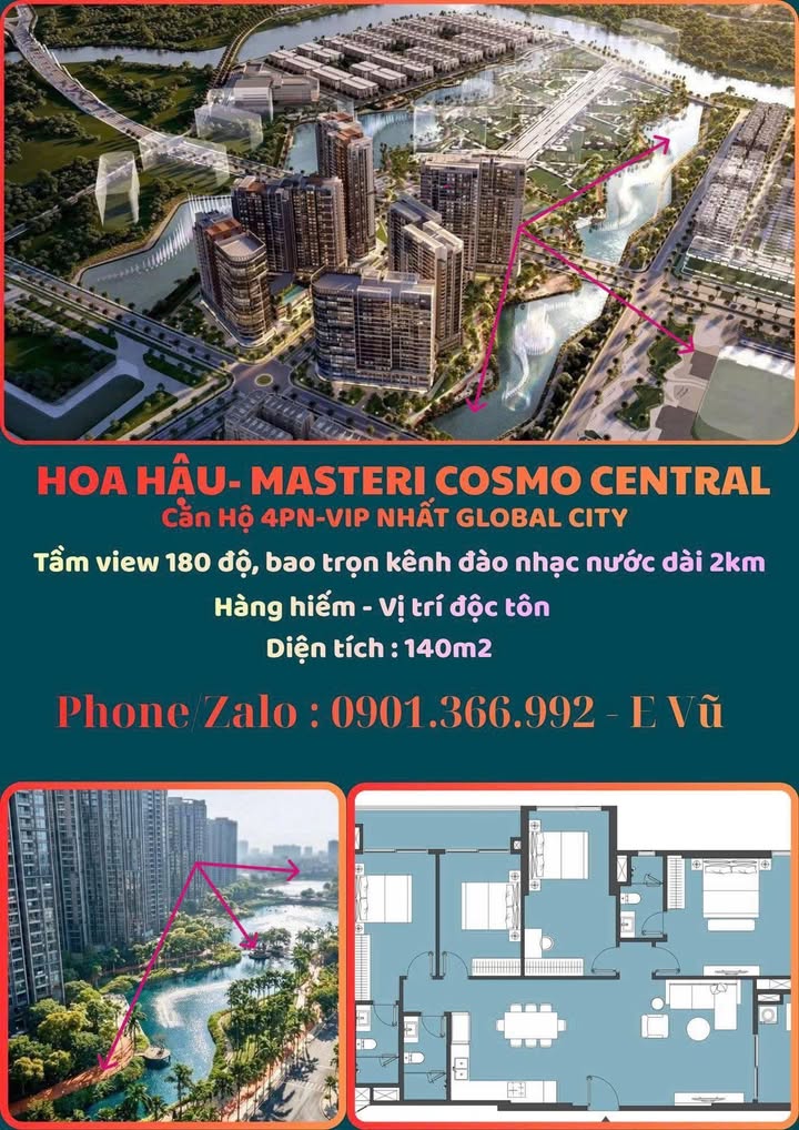 Căn hộ 4PN Global City 140m² - View Đẹp, Vị Trí Vàng