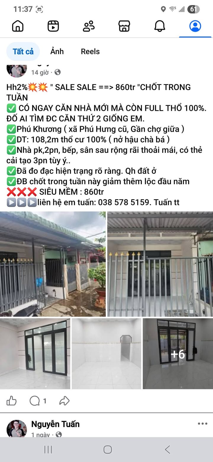 Bán Gấp Nhà Mới 2 Tầng 123m² Thổ Cư 100% Tại Giồng Trôm, Bến Tre - Giá 1.66 Tỷ