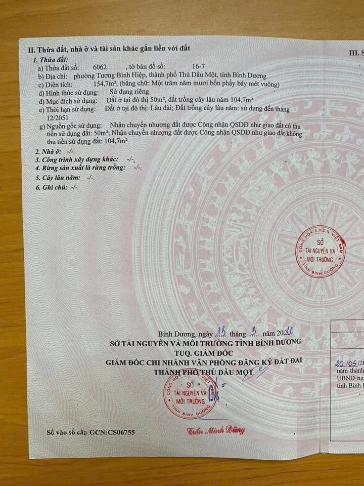 Đất Thổ Cư 157m² Mặt Tiền Tương Bình Hiệp, Thủ Dầu Một - Giá 1.6 Tỷ