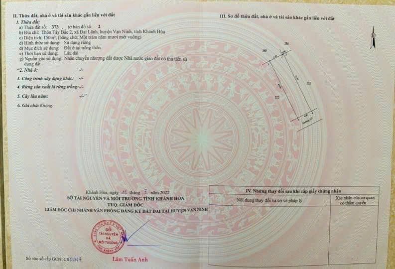 Đất nền TDC Đại Lãnh 150m² - Sổ đỏ full thổ, giá đầu tư 1.55 tỷ