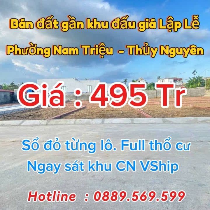 Đất Nền 60m² Nam Triệu, Thủy Nguyên - Sổ Đỏ Riêng, Giá 495 Triệu