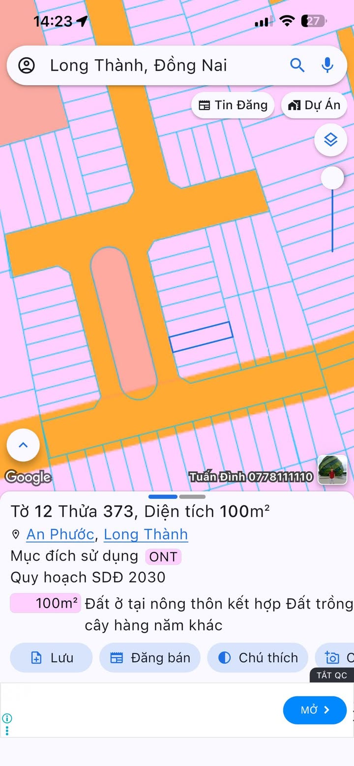 Đất Nền MT Đường 7 Luyến, Long Thành 100m² - Sổ Riêng TC Giá 1.6 Tỷ