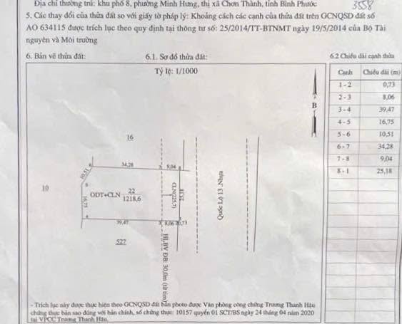 Đất nền mặt tiền Quốc lộ 13, Bình Phước - 1130m² thổ cư, giá 7 tỷ