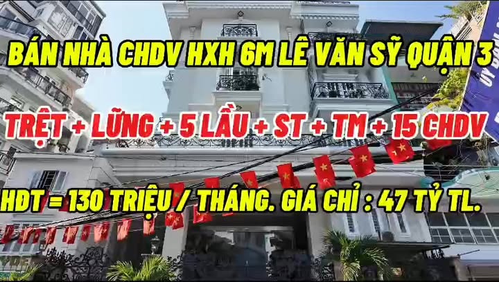 Cho thuê CHDV 170m² Lê Văn Sỹ, Q3 - Dòng tiền 130 Triệu/Tháng