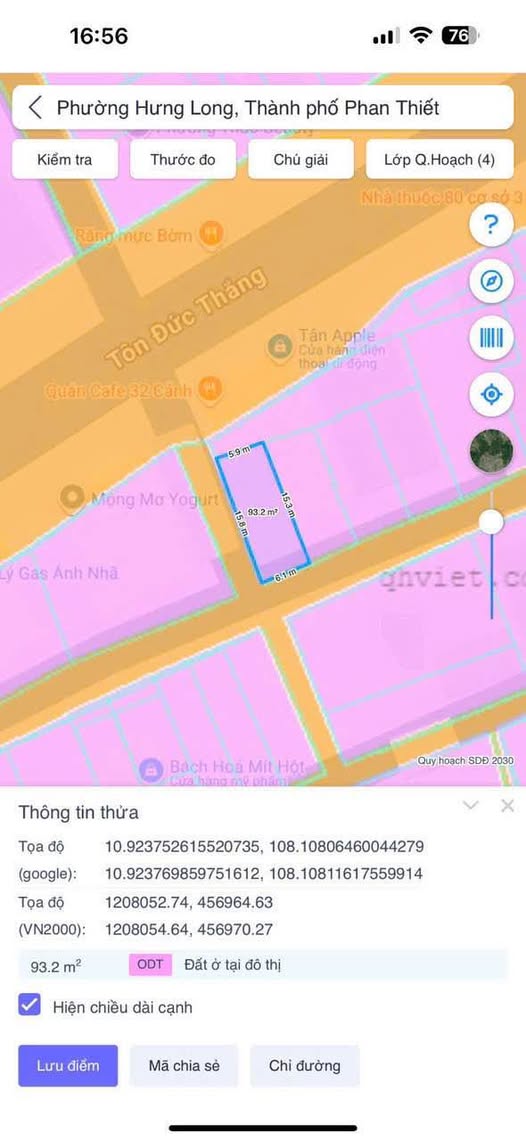 Đất Lô Góc Phan Thiết 92m² - Ngay Tôn Đức Thắng, 2 Tỷ 7