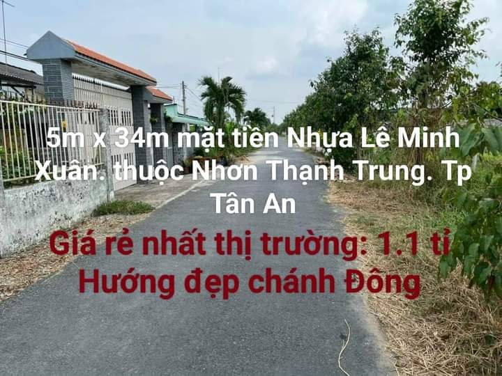 Đất Nền Mặt Tiền Lê Minh Xuân, Tân An - 170m² Hướng Đông Giá 1.1 Tỷ