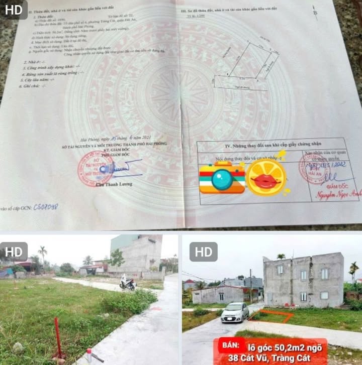 Bán Đất Lô Góc 50.2m² Ngõ 38 Cát Vũ, Hải An - Giá Tốt, Sẵn Sổ Đỏ