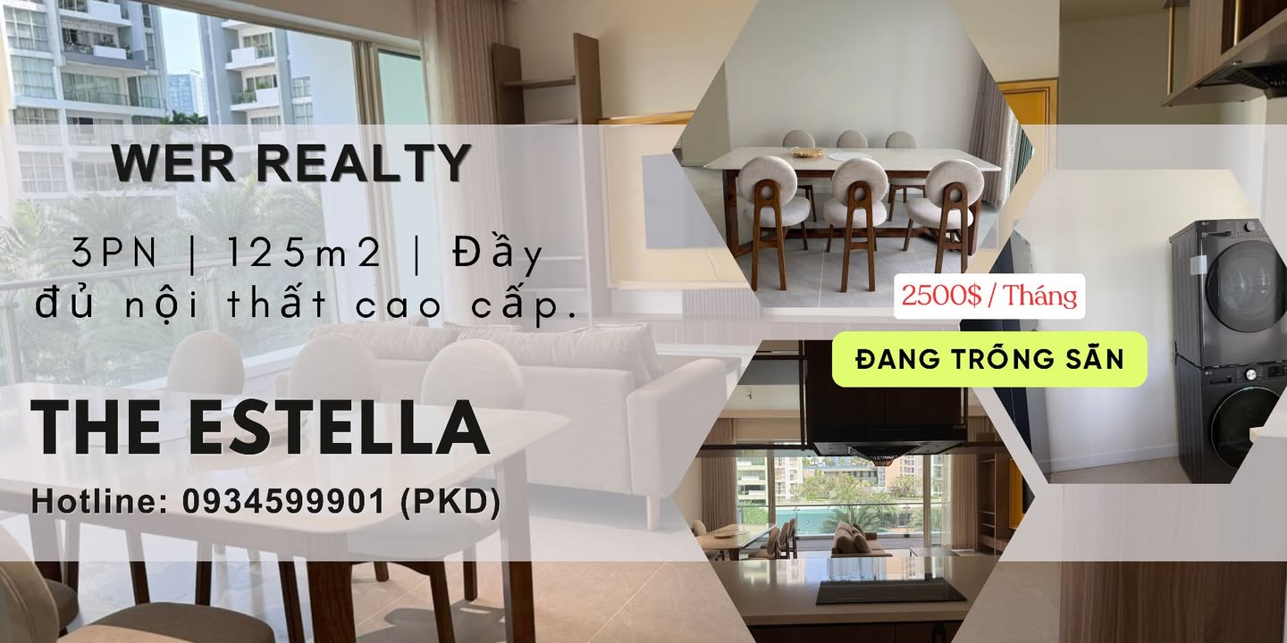 Cho thuê căn hộ The Estella 3PN, view hồ bơi - Sẵn sàng dọn vào ở