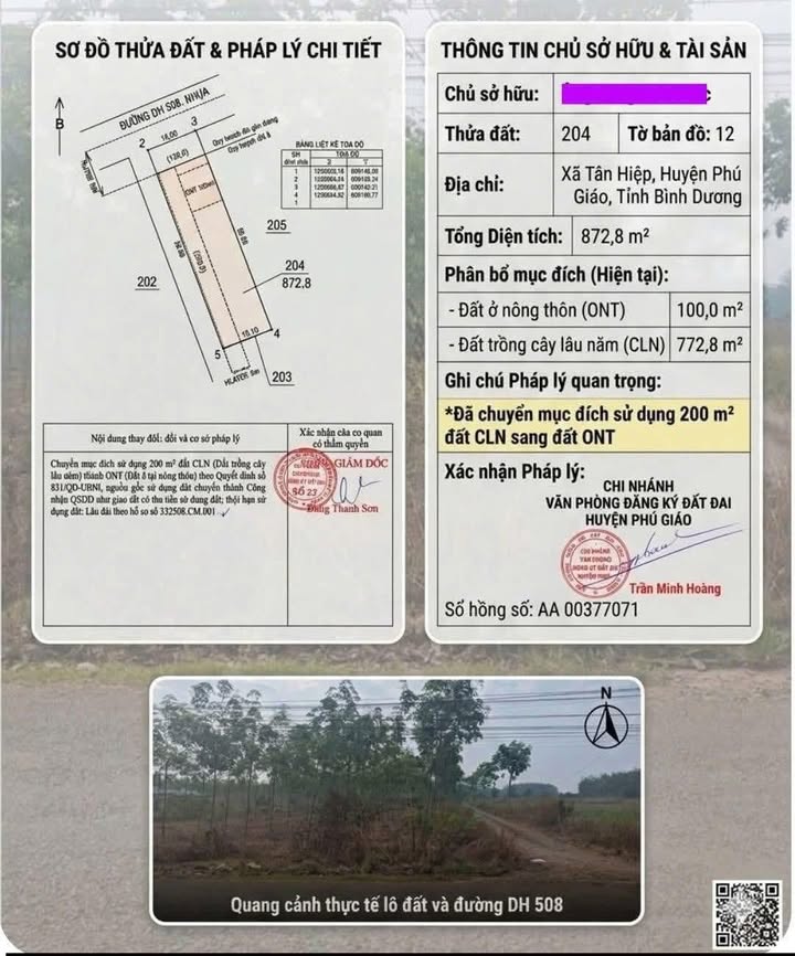 Đất Nền Lô Góc Nguyễn Huệ, Dầu Tiếng - 870m² Thổ Cư, Giá 3 Tỷ