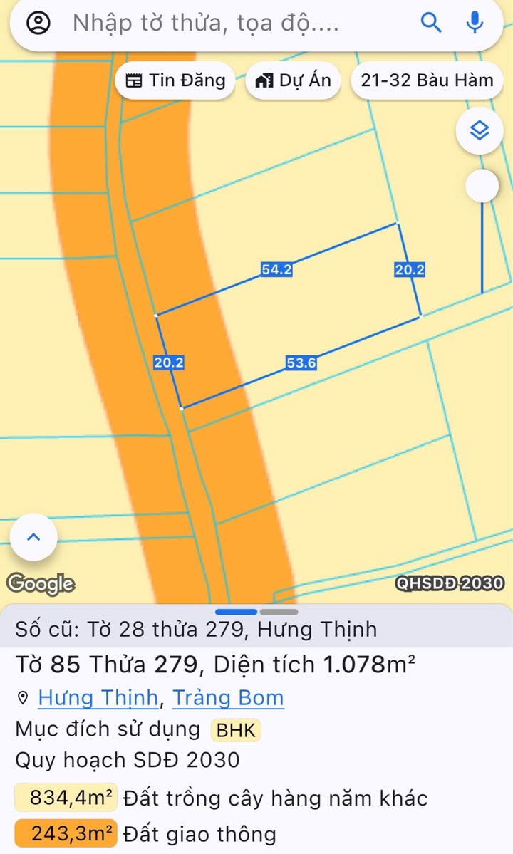 Đất 2 Mặt Tiền 1078m² Sổ Hồng Sẵn Sàng - Nhơn Trạch, Đồng Nai