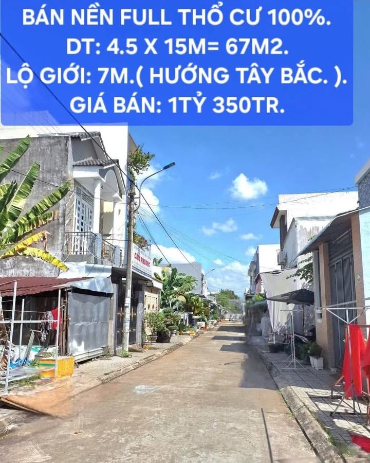 Đất nền Bành Văn Khuê - Bình Thủy, Cần Thơ: Kinh doanh sầm uất, 67.5m² giá 1.35 tỷ