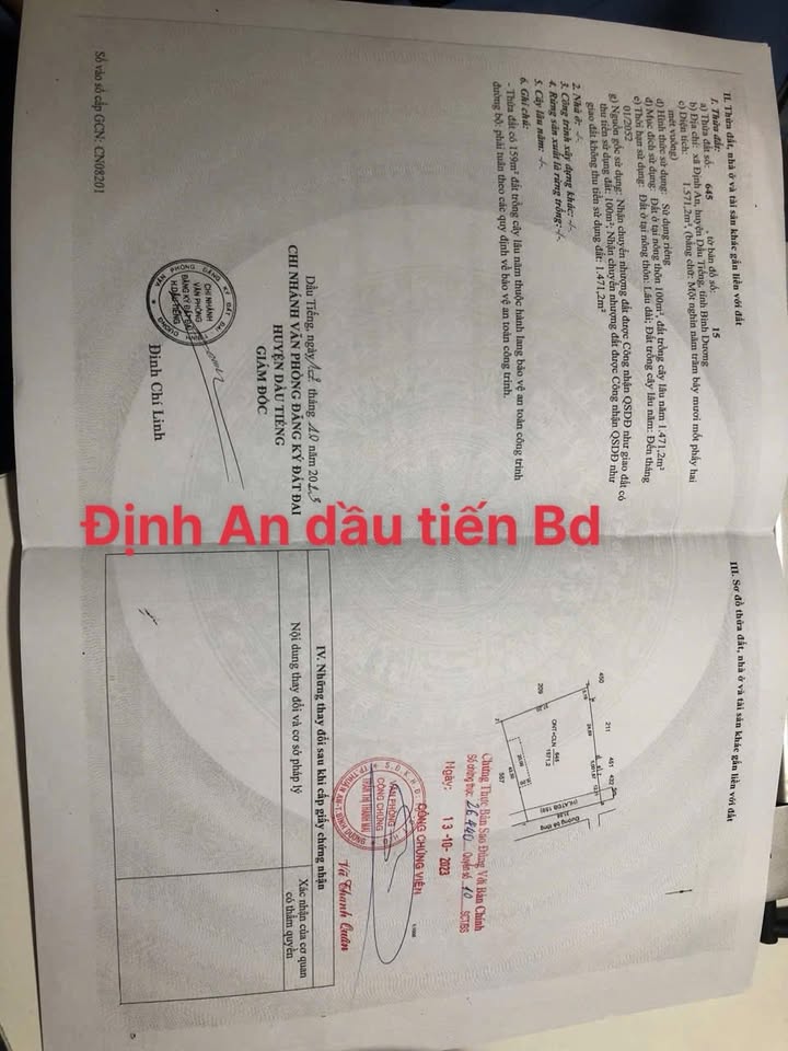 Bán Đất Nền 1571.6m² Xã Định An, Dầu Tiếng - Sổ Hồng Sẵn Sàng