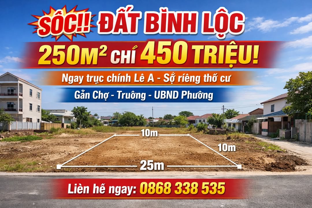 Đất Nền 250m² Mặt Tiền Lê A - Bình Lộc, Long Khánh - Sổ Riêng, Giá 450 Triệu