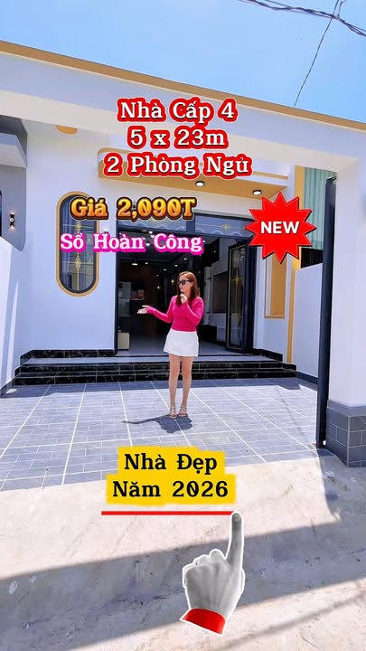 Nhà Mới Hoàn Thiện 5x23m, Sổ Hoàn Công Ngay Coopmart Cần Giuộc - Giá 2.09 Tỷ