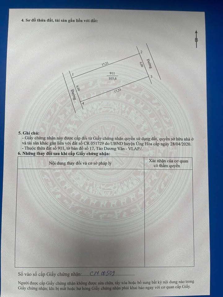 Đất nền 103m² Mặt tiền 6m - Đường 6 Vân Đình, Ứng Hòa - Sổ đỏ sẵn sàng