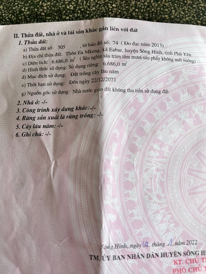 Đất Vườn Sông Hinh - 6600m² Giá Tốt - Sổ Đỏ Chính Chủ