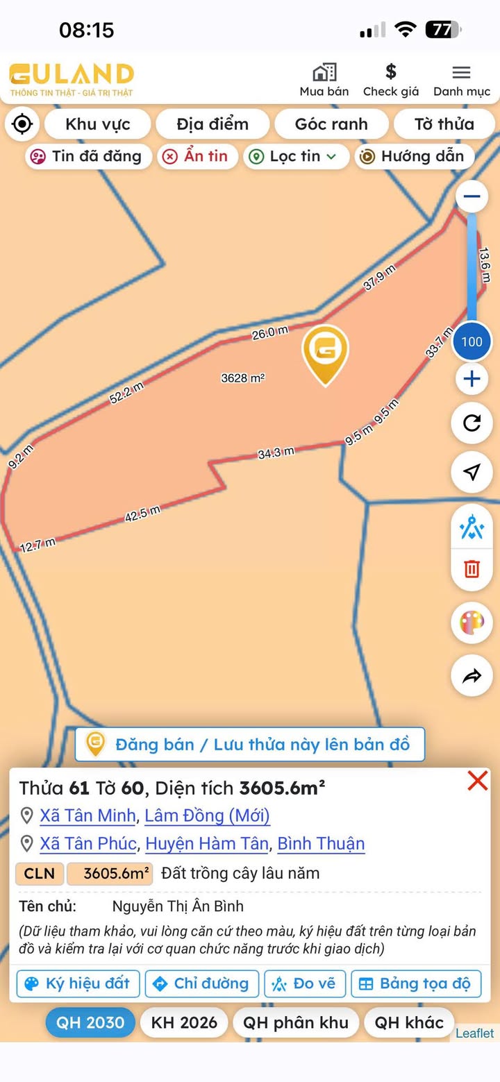 Đất Nền 3600m² 2 Mặt Tiền - Xã Tân Phúc, Hàm Tân, Bình Thuận