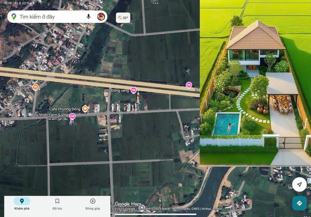 Bán đất biệt thự Hòa Tiến, Đà Nẵng 315m² - View đồng lúa, 3 mặt tiền