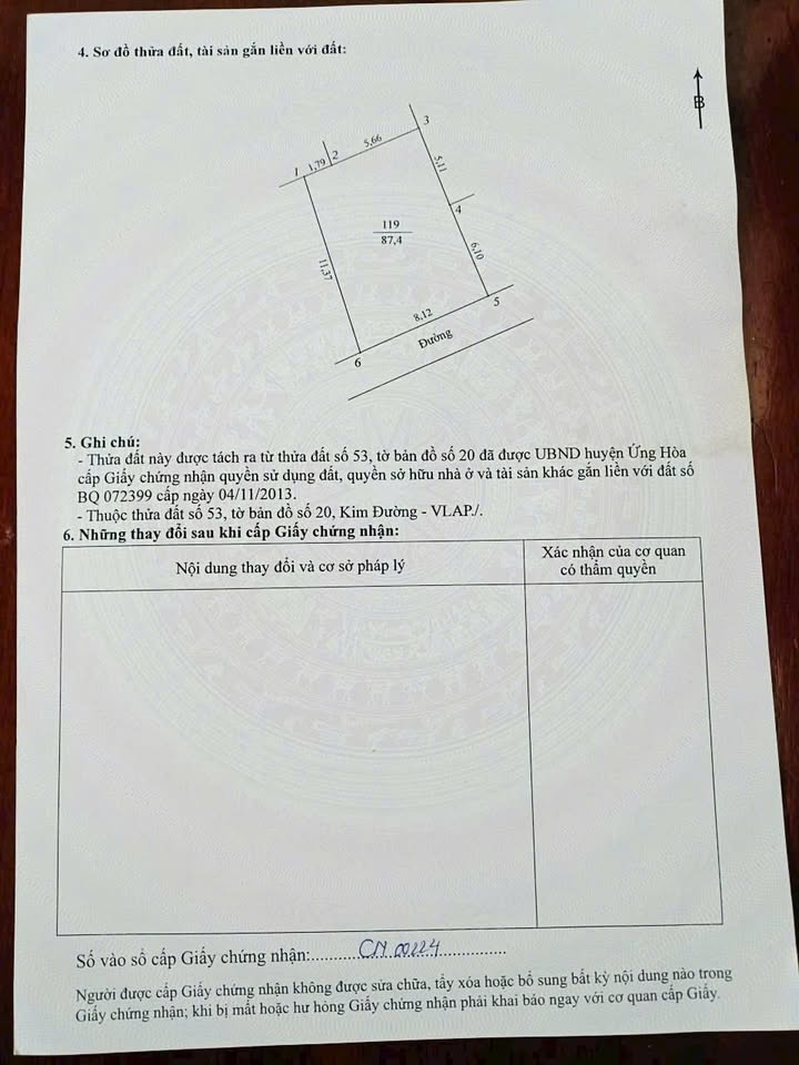 Bán đất nền 87.4m² Thôn Cung Huế, Ứng Hòa - Ô tô ngủ trong đất, giá tốt