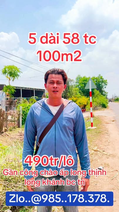 Đất thổ cư 100m² mặt tiền nhựa Long Khánh, Đức Hòa - Giá 490 triệu