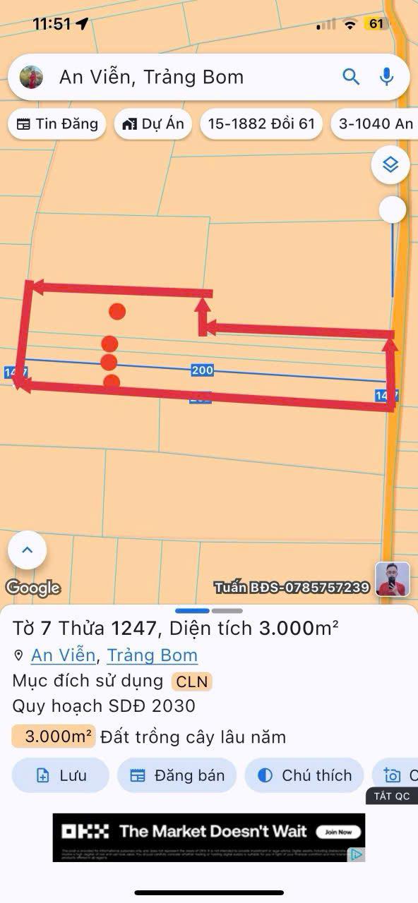 Đất Sào An Viễn Trảng Bom Đồng Nai 9000m² - Sổ Hồng Tách Riêng