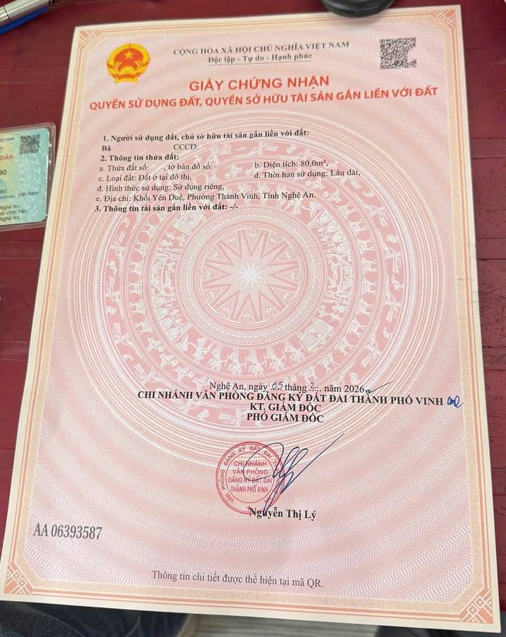 Đất nền Yên Duệ, TP Vinh 80m² - Hướng Đông Nam, Giá tốt 2.21 Tỷ