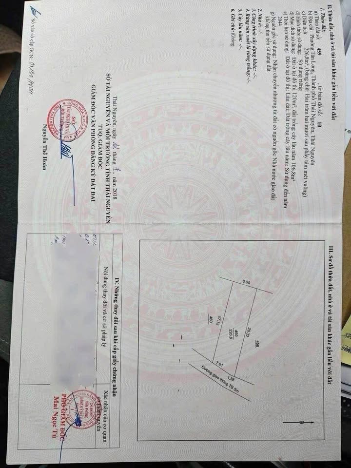 Đất xây biệt thự Tân Long, Thái Nguyên - 226.6m², 1.7 tỷ - Sẵn sổ thổ cư