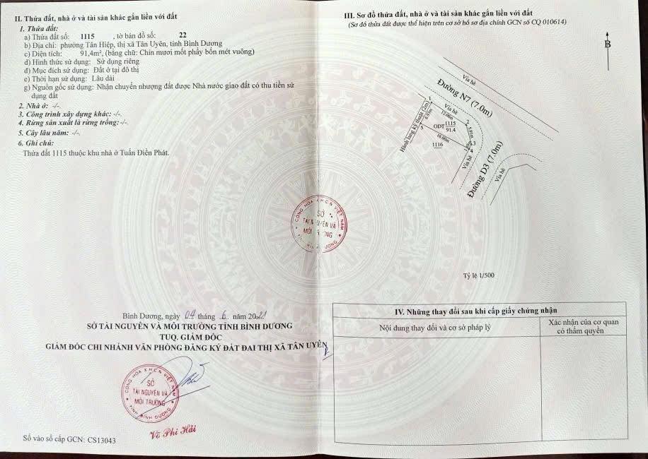 Đất Nền Góc 91m² Full Thổ Cư Bến Cát, Bình Dương - Giá 1.8 Tỷ