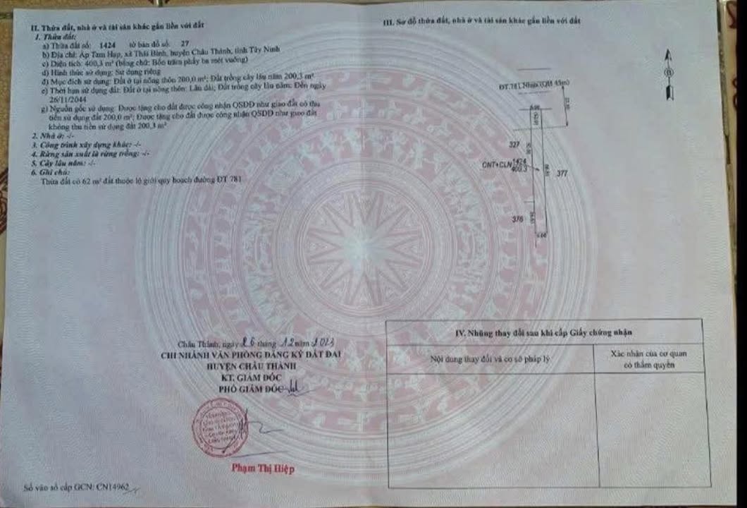 Đất Mặt Tiền ĐT.781 Châu Thành - 1244m² Giá 470 Triệu - Kinh Doanh Đa Ngành