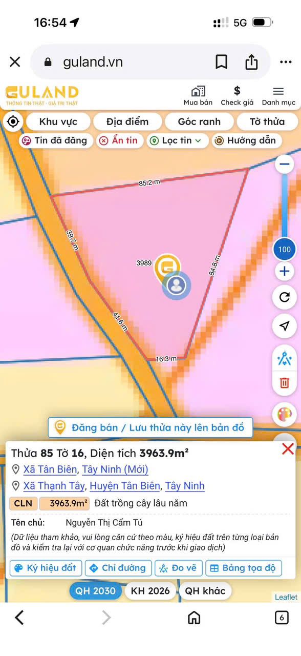Đất Thổ Cư 4000m² Mặt Tiền Nhựa Tân Biên, Tây Ninh - Giá 2.5 Tỷ